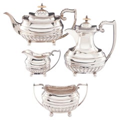 4 Stück Walker & Hall Sterling Silber Teeservice, 1920er Jahre