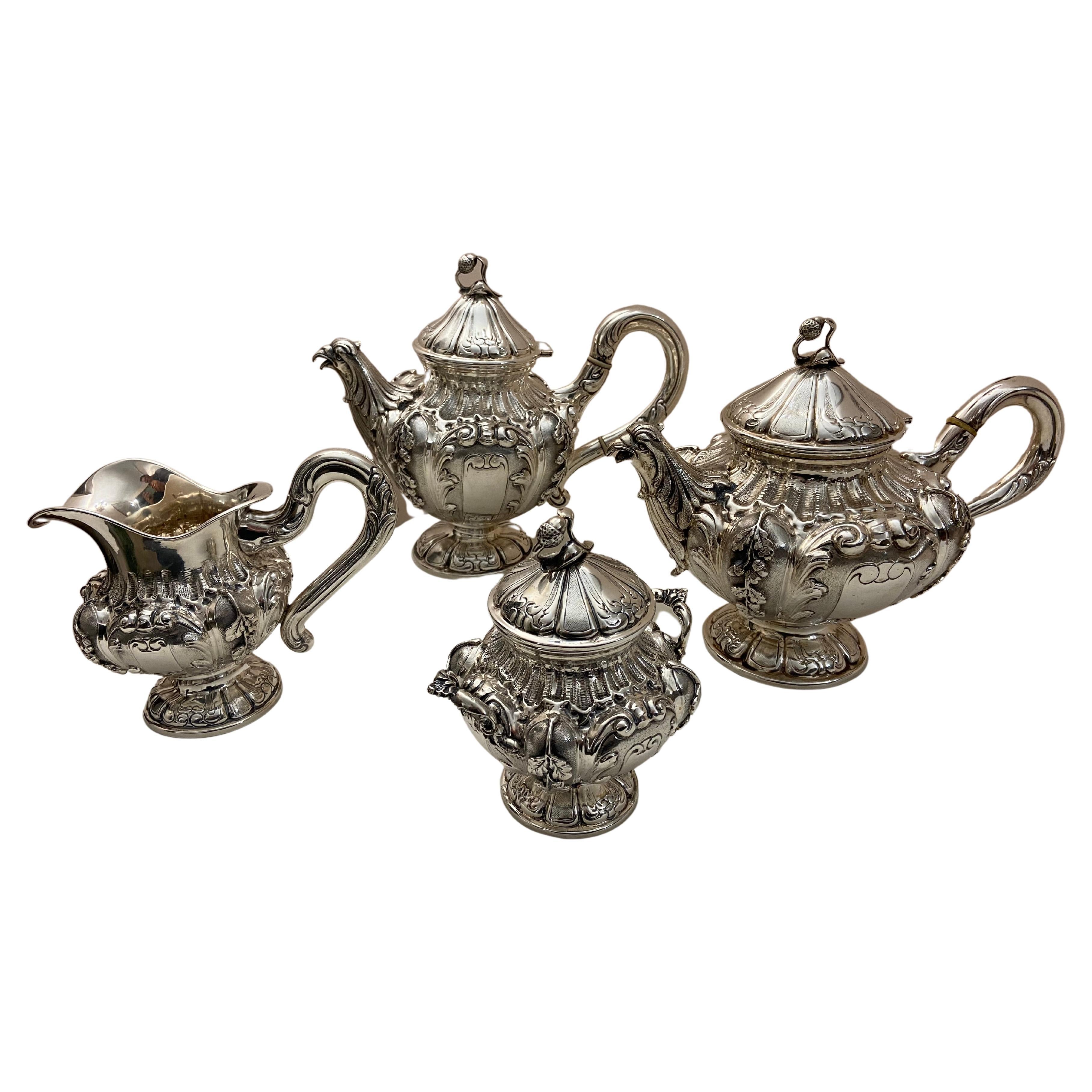 4 Pieces 800 Silver Service For Sale