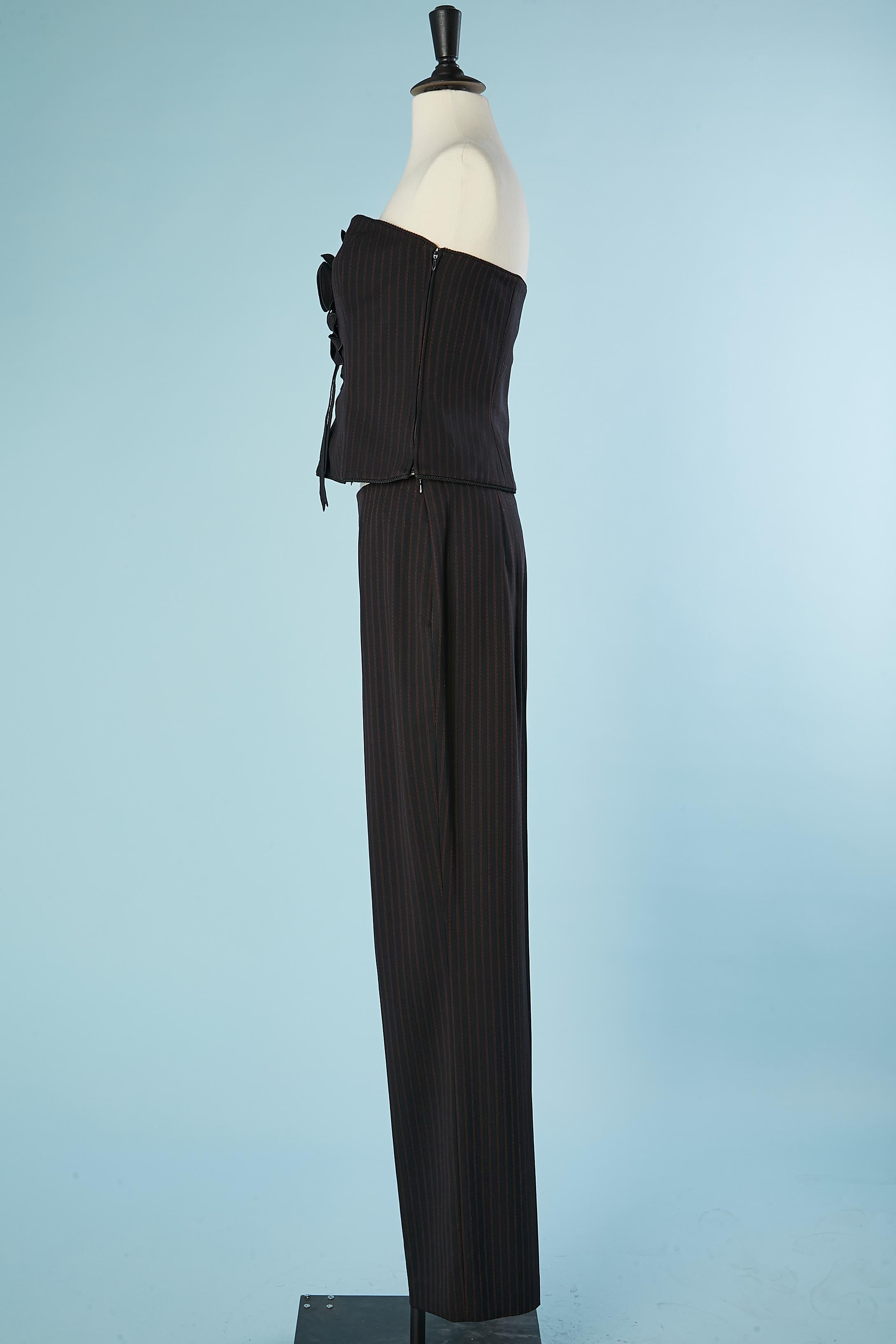 4 pieces ensemble ( jacket, bustier, trouser & skirt) in wool pinstripe Escada  For Sale 7