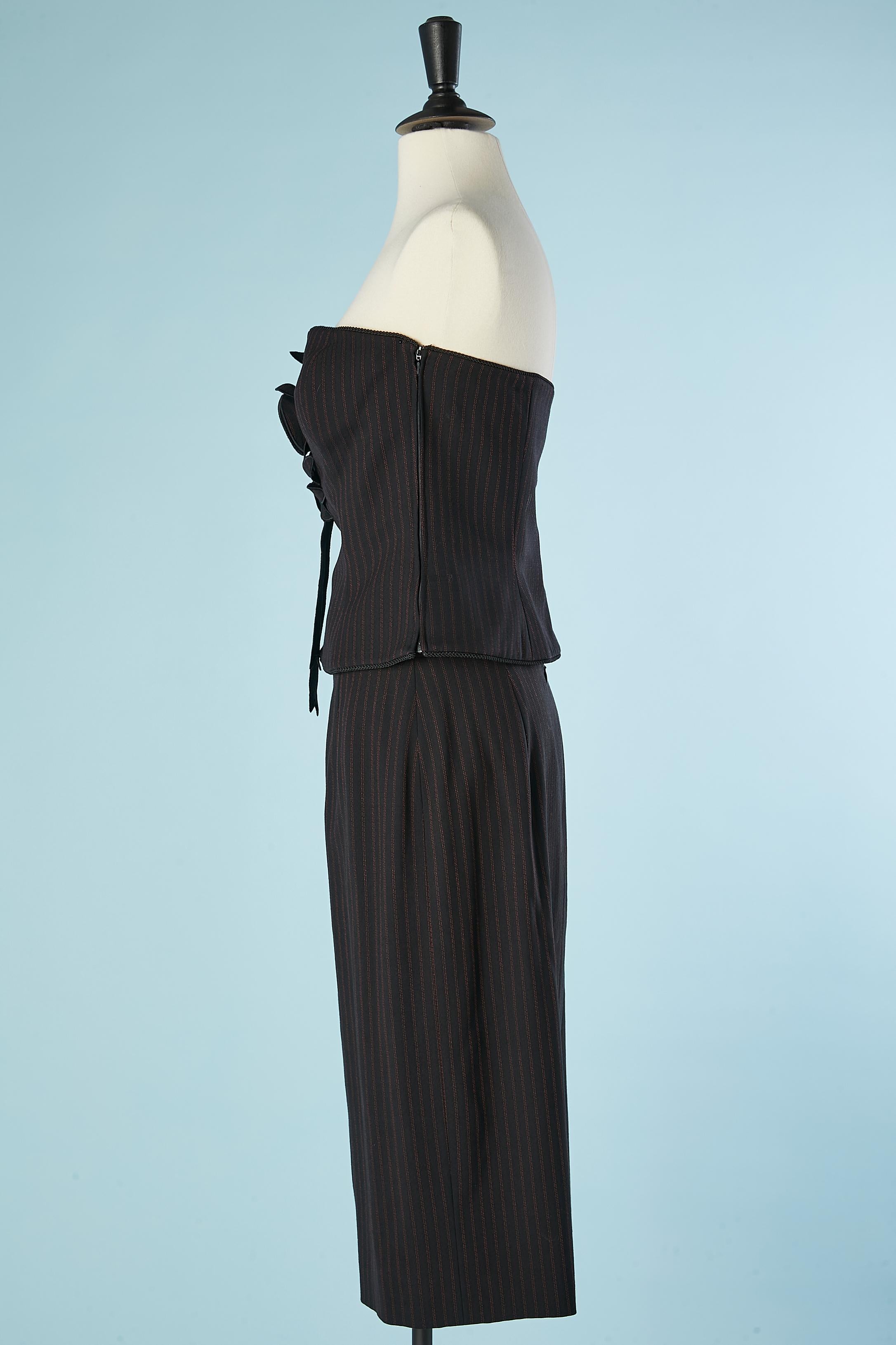 4 pieces ensemble ( jacket, bustier, trouser & skirt) in wool pinstripe Escada  For Sale 10