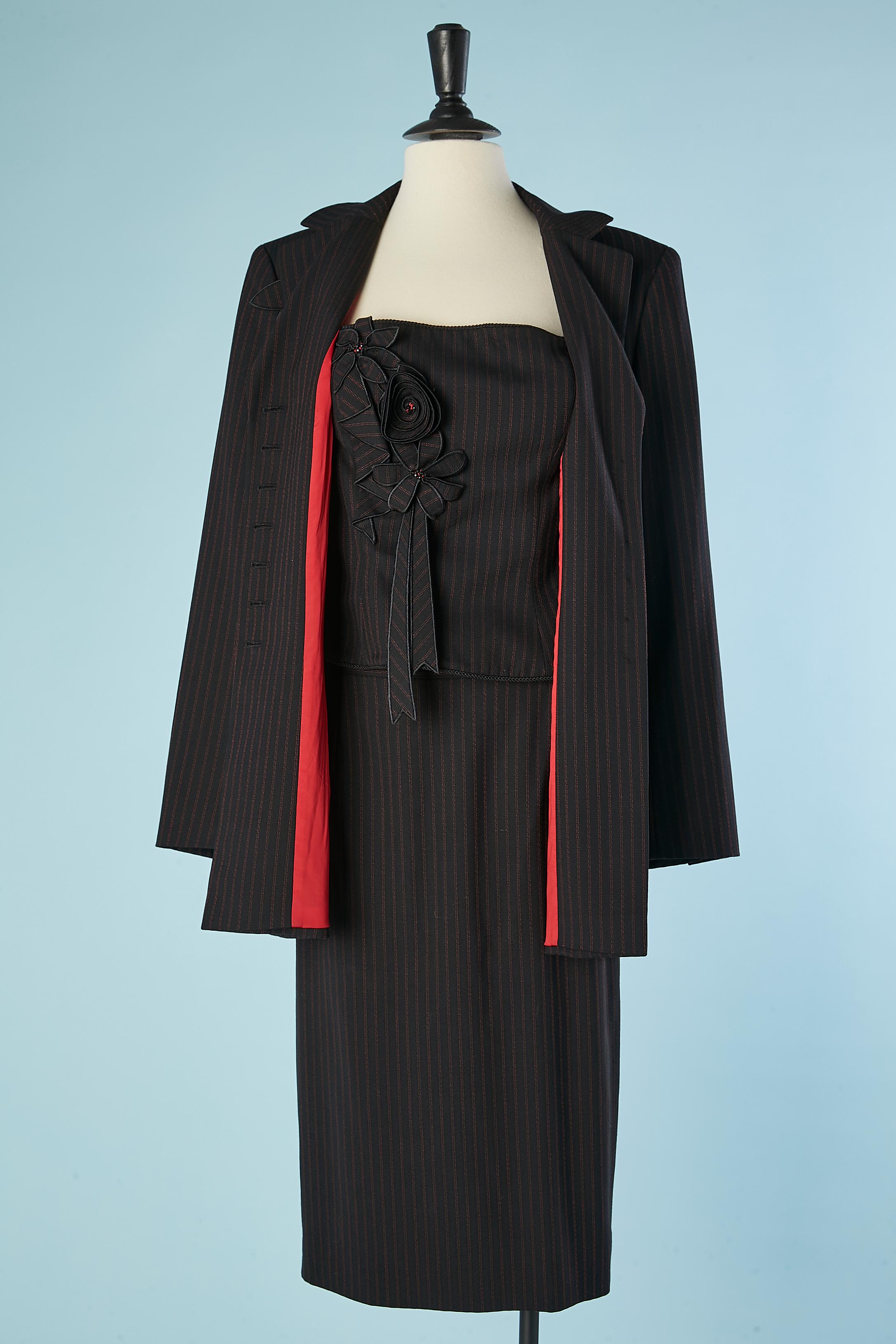 4 pieces ensemble ( jacket, bustier, trouser & skirt) in wool pinstripe Escada  For Sale 12