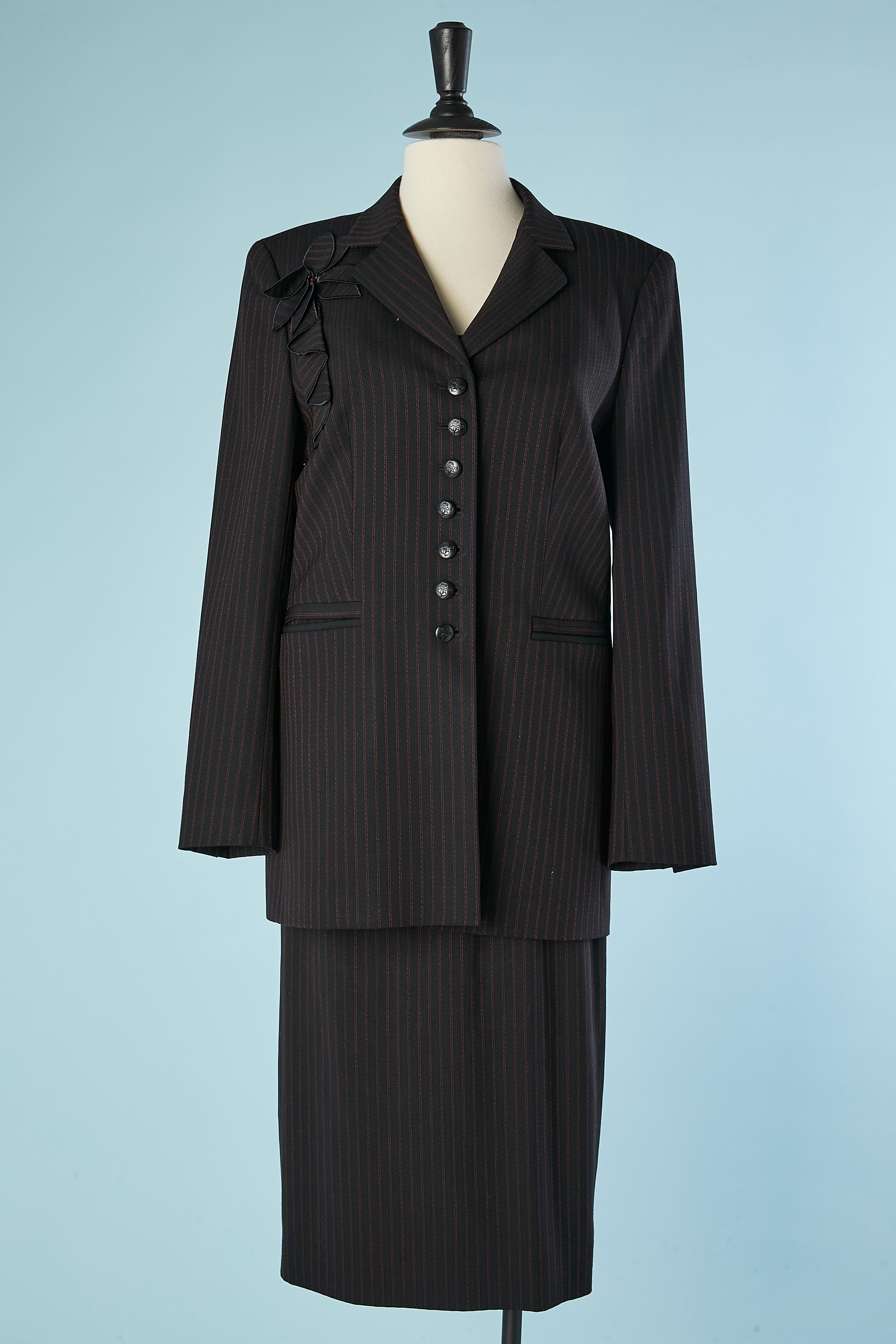4 pieces ensemble ( jacket, bustier, trouser & skirt) in wool pinstripe Escada  For Sale 13