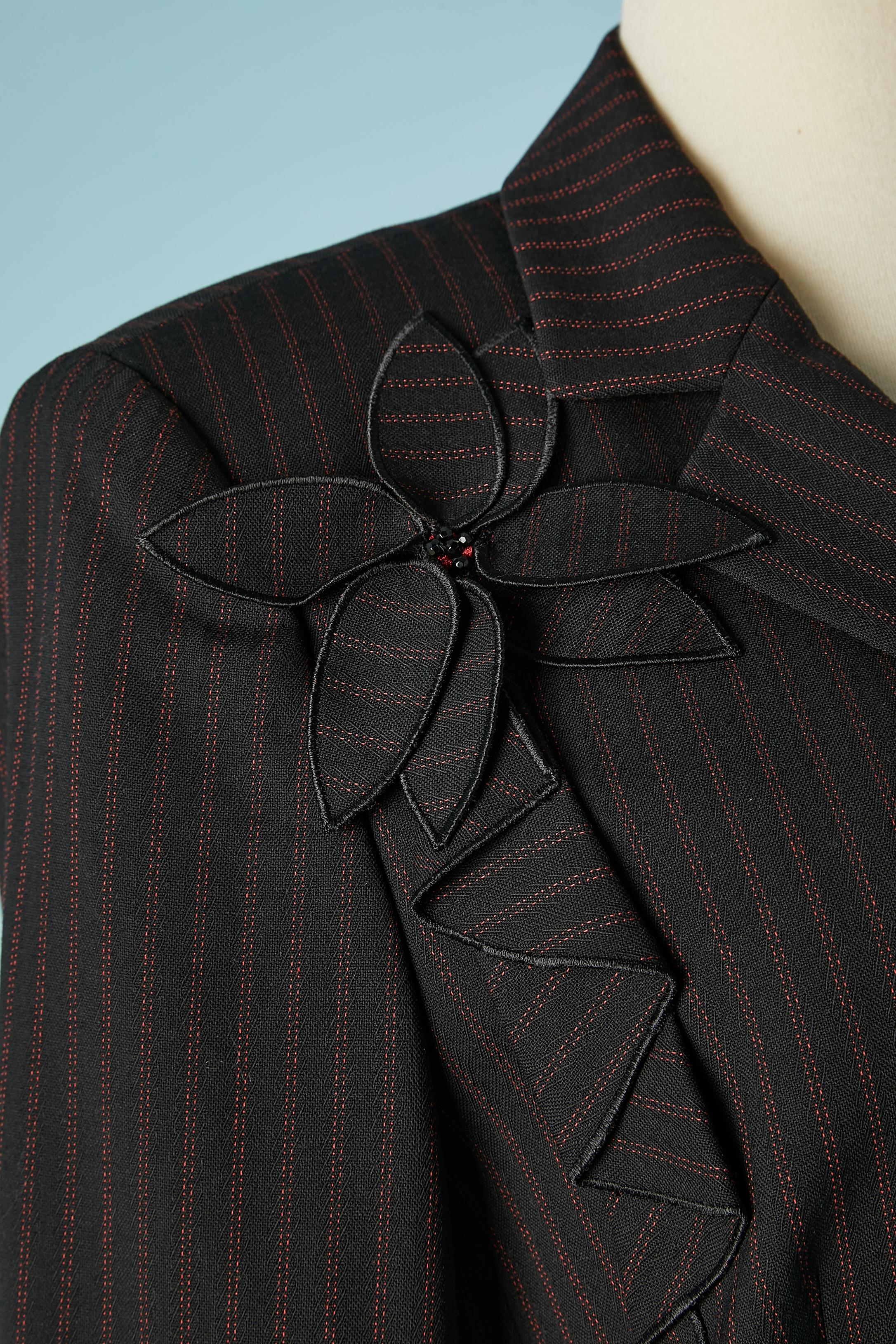 Black 4 pieces ensemble ( jacket, bustier, trouser & skirt) in wool pinstripe Escada  For Sale