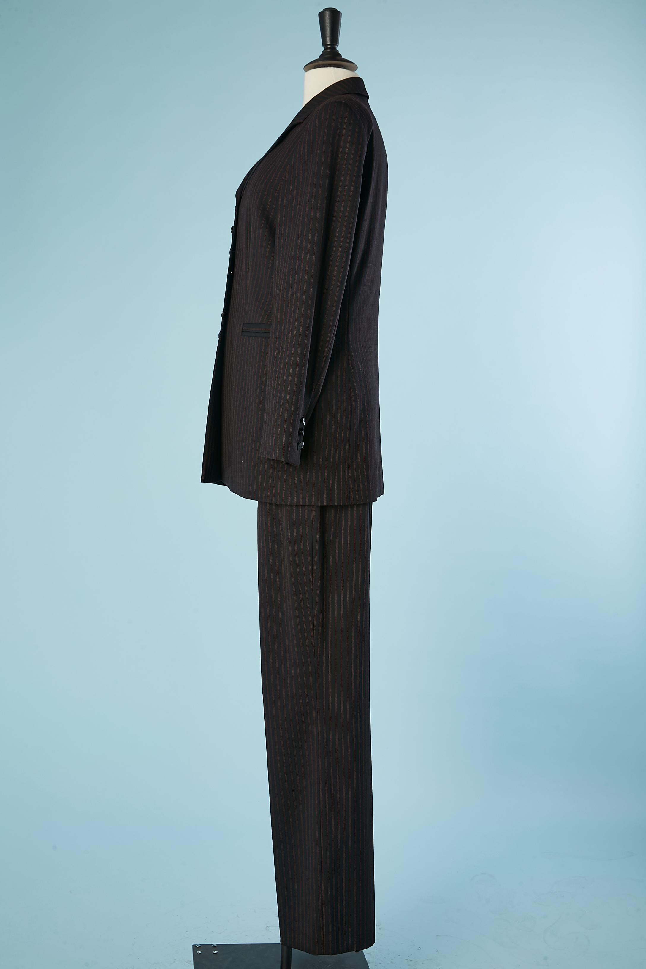 4 pieces ensemble ( jacket, bustier, trouser & skirt) in wool pinstripe Escada  For Sale 1