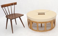 4 Pieces Round Rattan Base Large Wrap Around Sectional Ottoman