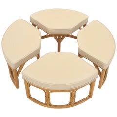4 Pieces Round Rattan Base Large Wrap Around Sectional Ottoman