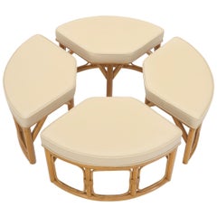 4 Pieces Round Rattan Base Large Wrap Around Sectional Ottoman