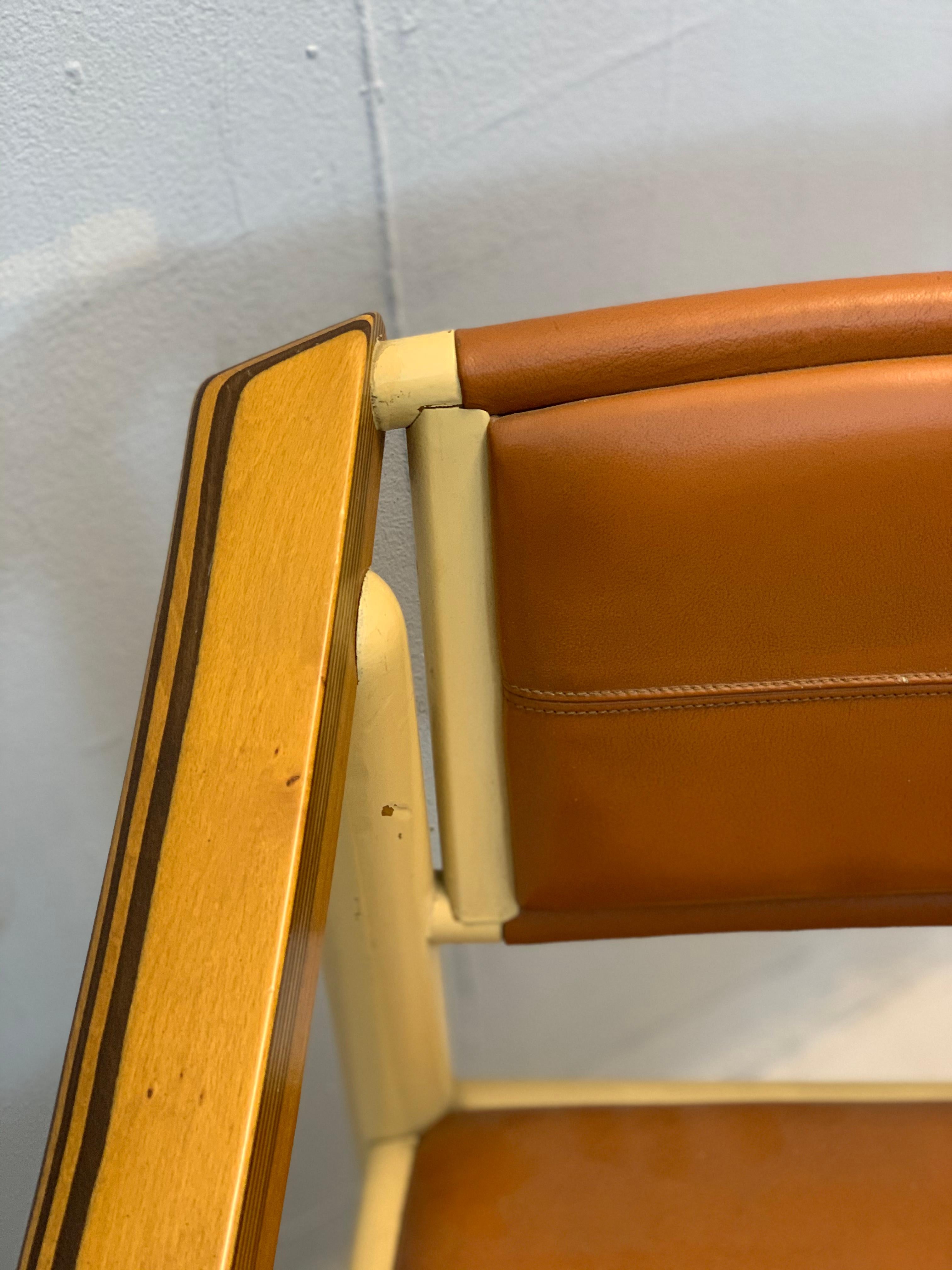 Leather 4 Pierre Cardin Armchairs, circa 1980 For Sale