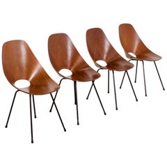 4 Plywood Vittorio Nobili ‘Medea’ Chairs, Italy, 1955