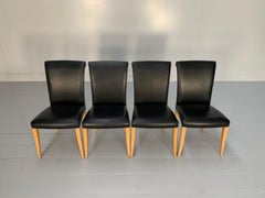 4 Poltrona Frau "Vittoria" Dining Chairs - In Black "Pelle Frau" Leather