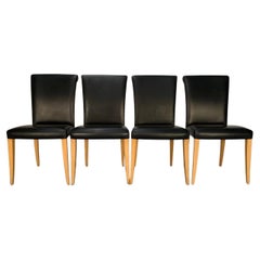 Used 4 Poltrona Frau "Vittoria" Dining Chairs - In Black "Pelle Frau" Leather
