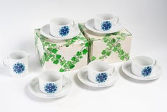4 Porcelain Cups and Saucers from the 1960s by Maison Thomas.