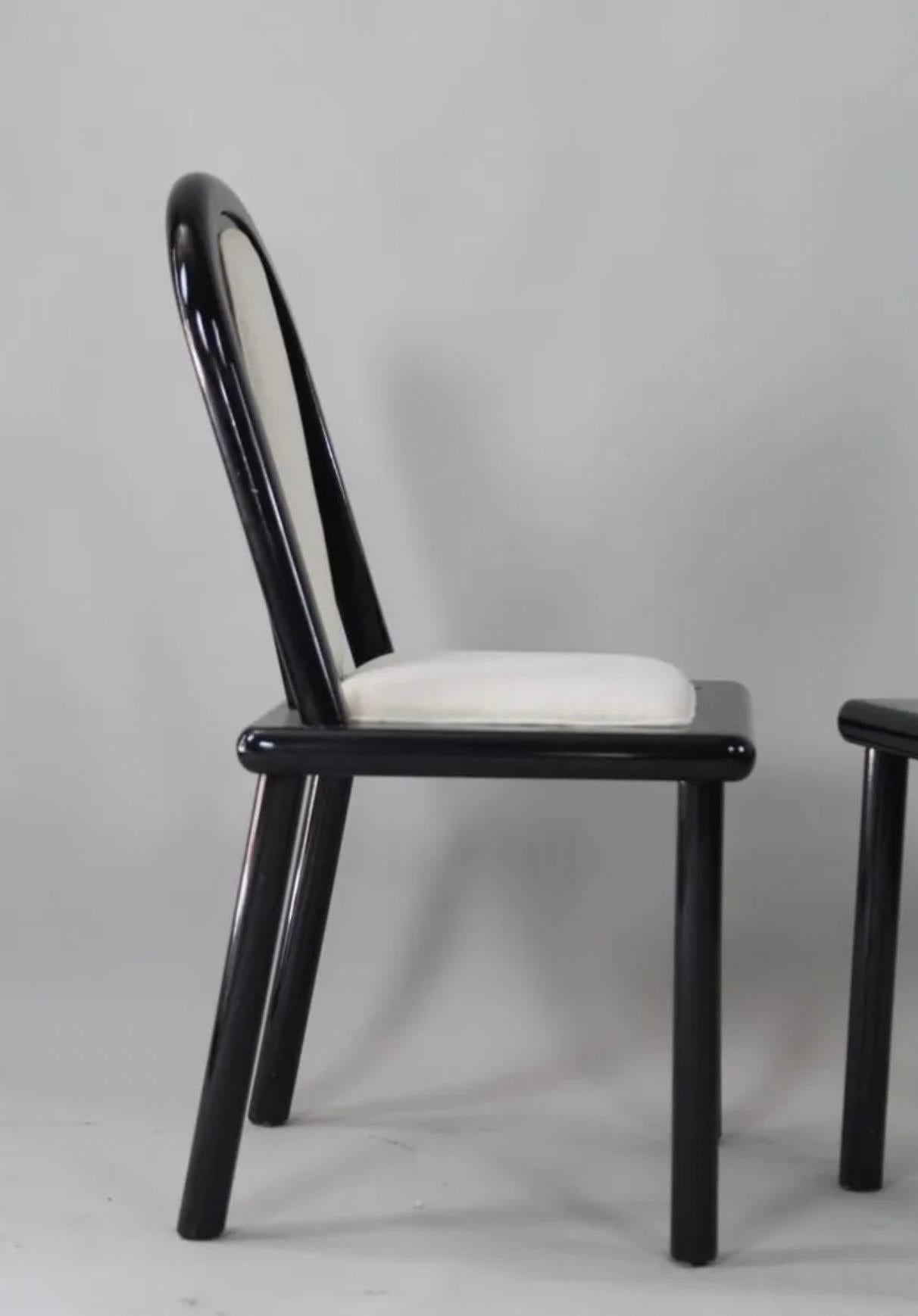 Postmoderno 4 Post Sedie da pranzo moderne curve in lacca nera Robert Mallet-Stevens Style in vendita