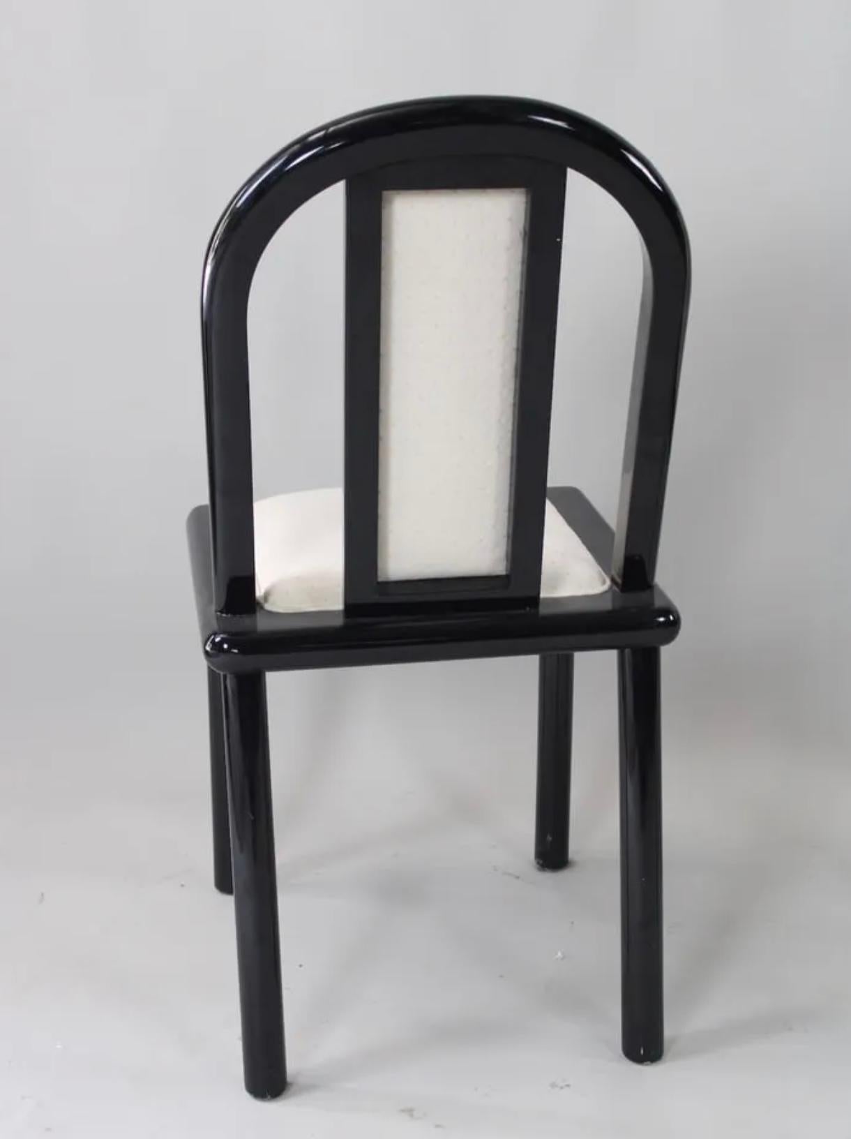Woodwork 4 Post Modern Black Lacquer curved dining chairs Robert Mallet Stevens Style For Sale