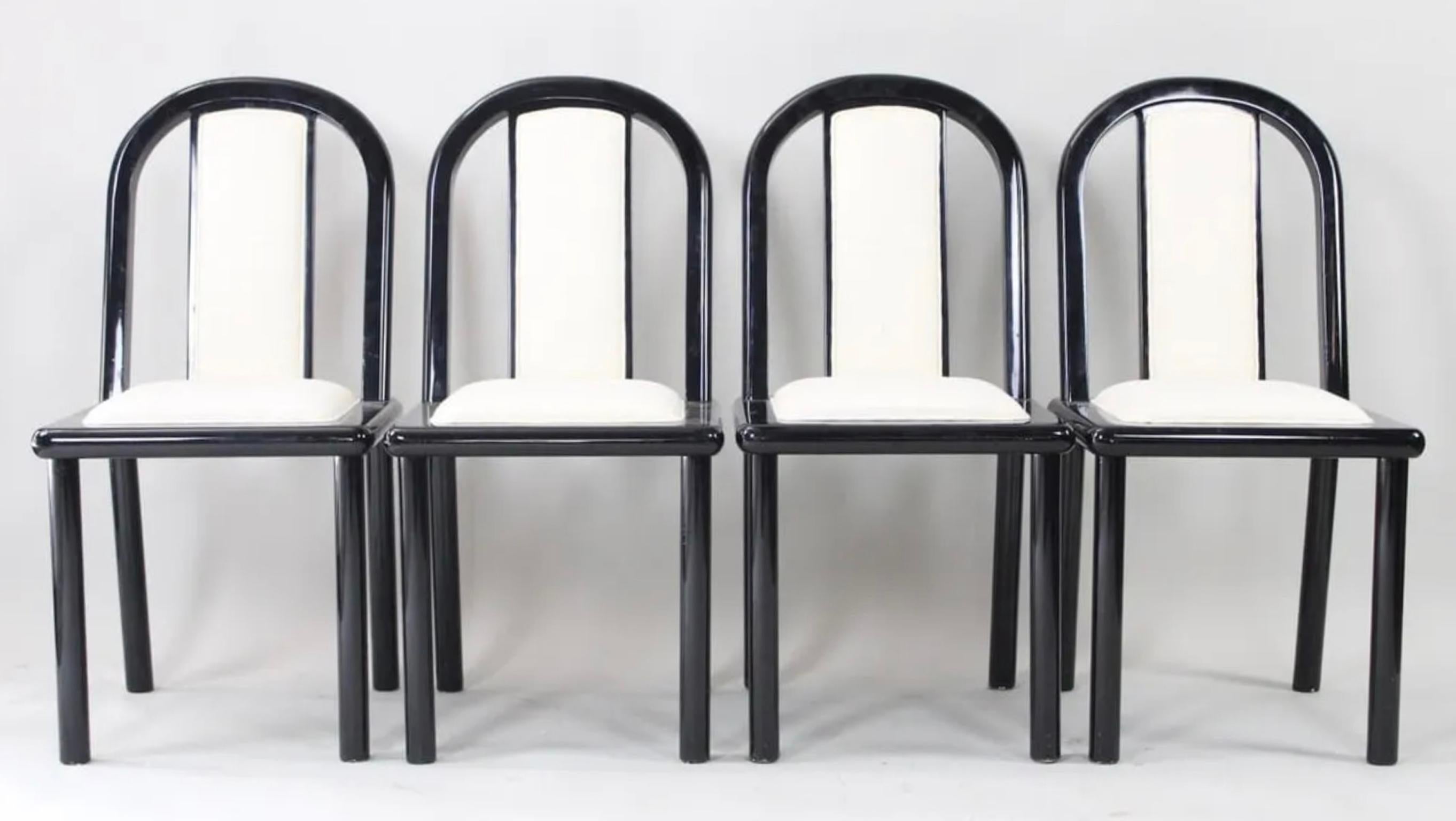 4 Post Sedie da pranzo moderne curve in lacca nera Robert Mallet-Stevens Style In condizioni buone in vendita a Brooklyn, NY