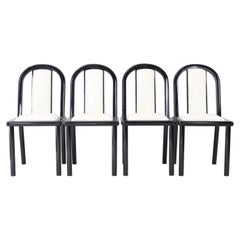 4 Post Sillas de comedor curvadas modernas de laca negra estilo Robert Mallet-Stevens