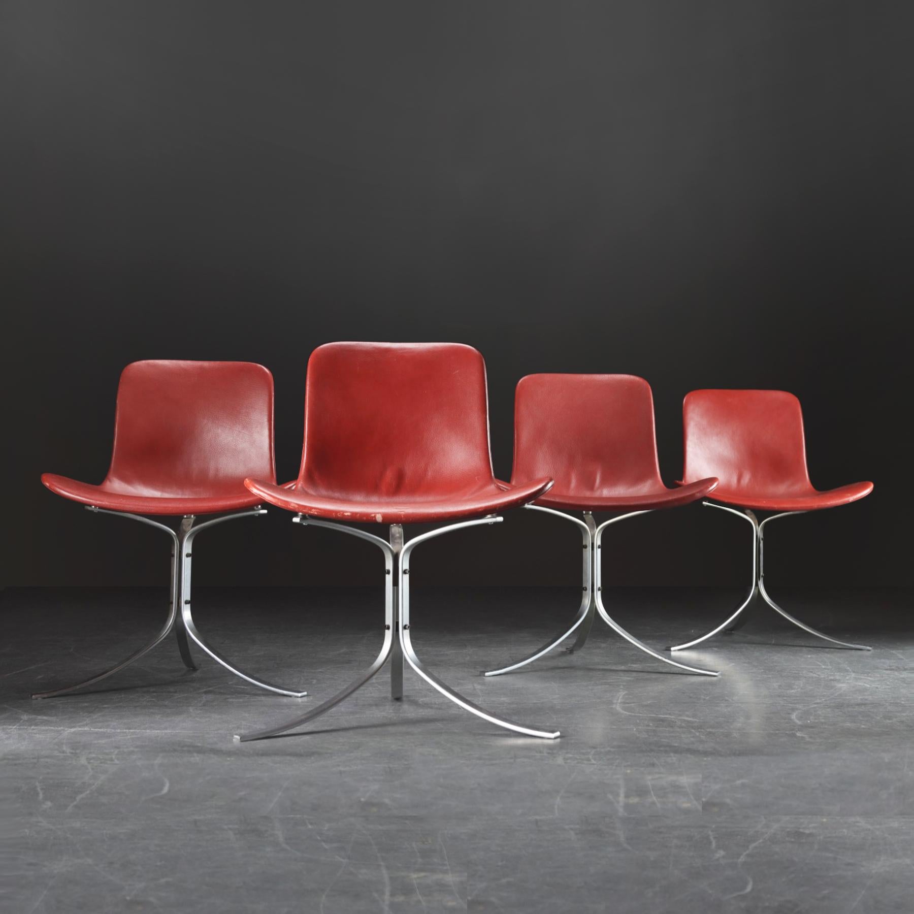 4 Poul Kjaerholm PK9 E. Kold Christensen Stühle mit Sitzhöhenverlängerungen (Moderne der Mitte des Jahrhunderts) im Angebot