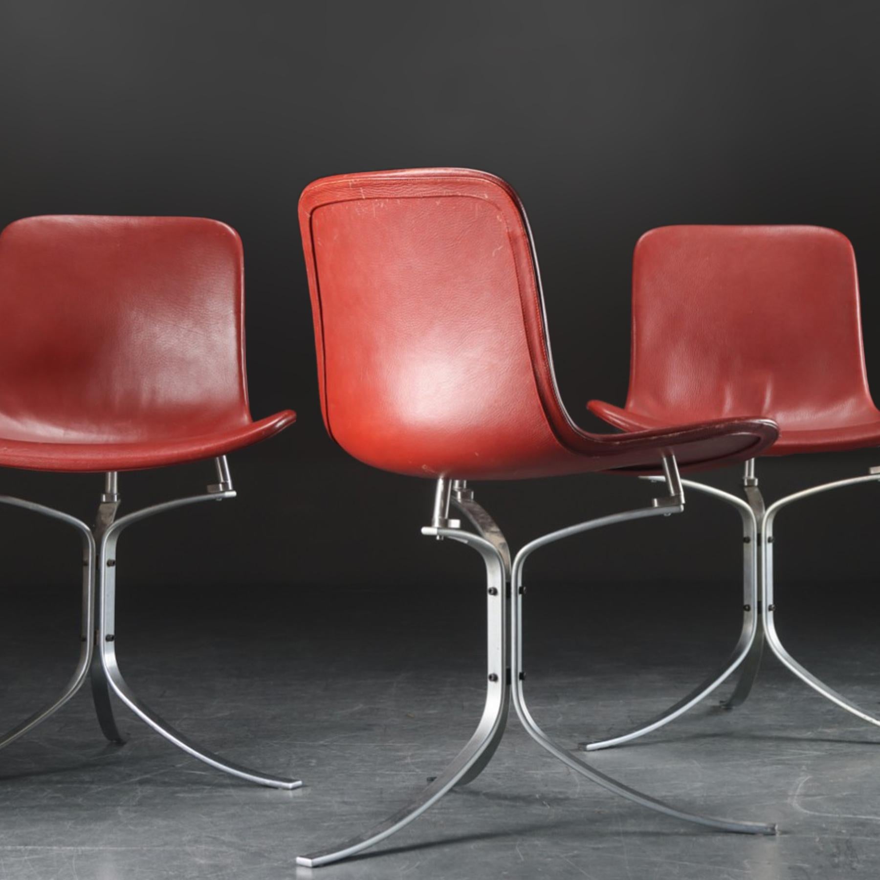 20th Century 4 Poul Kjaerholm PK9 E. Kold Christensen chairs with seat height extensions For Sale