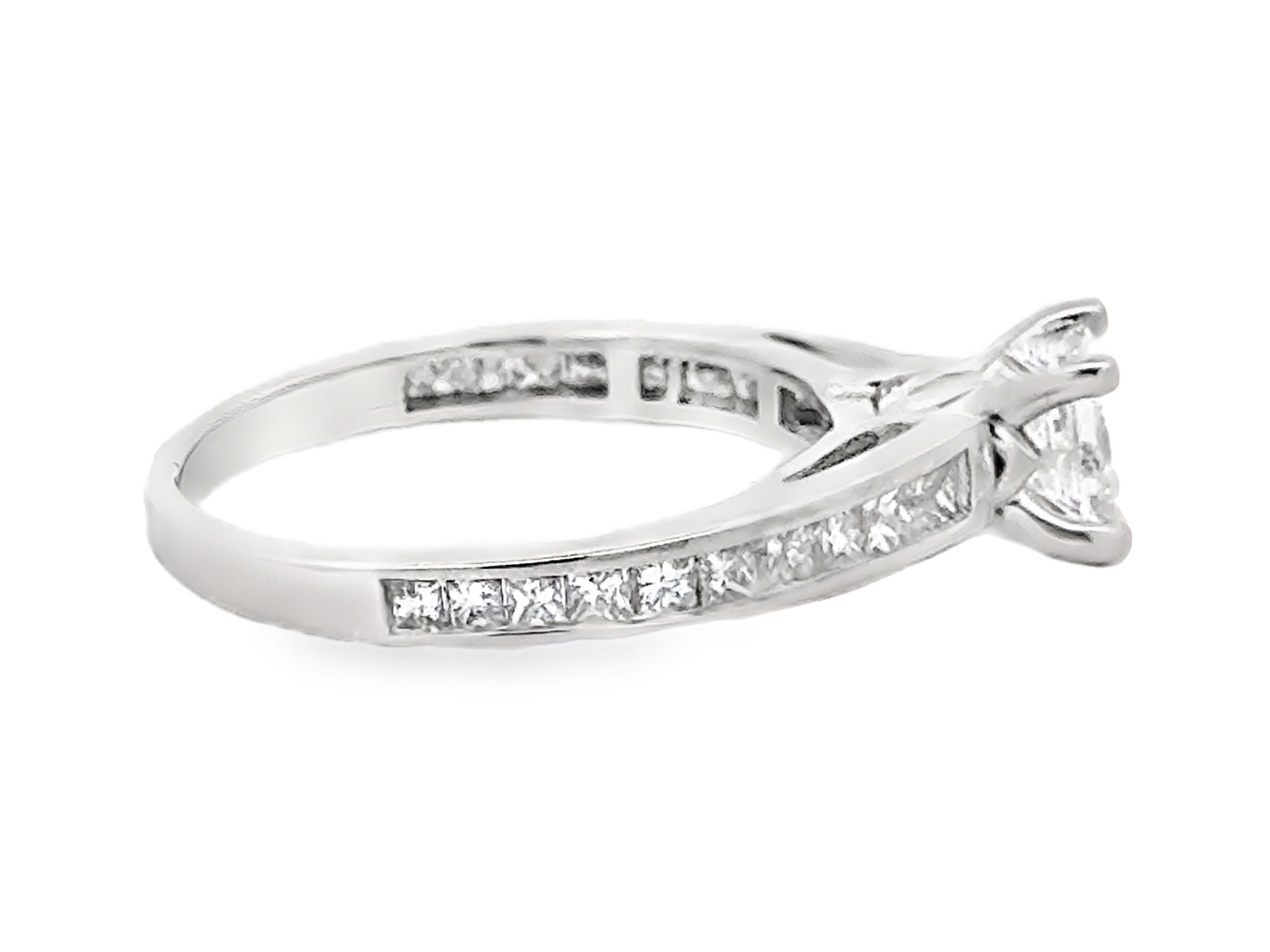 Women's or Men's 4 Prong Princess Cut Diamond Engagement Ring 14k White Gold For Sale