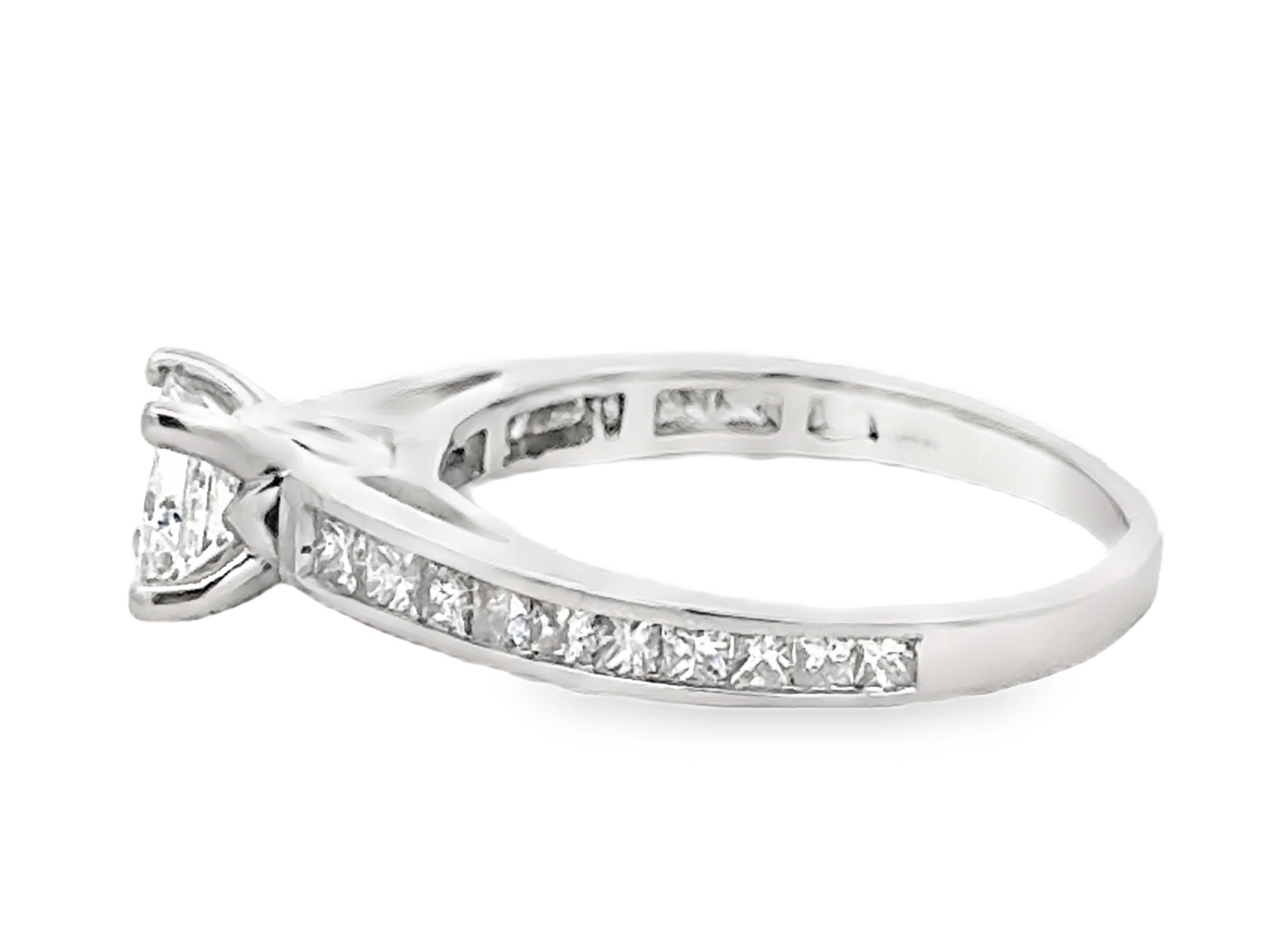4 Prong Princess Cut Diamond Engagement Ring 14k White Gold For Sale 1