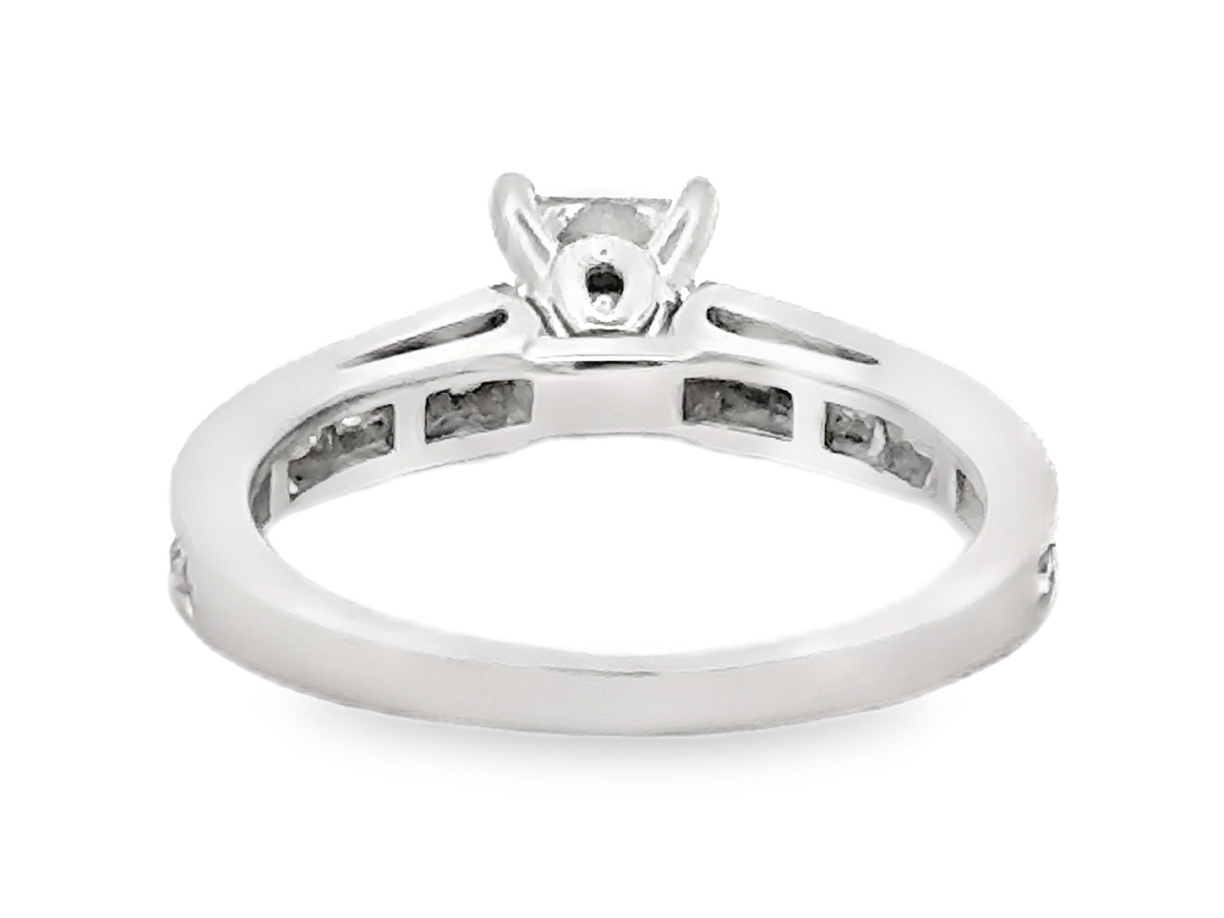 4 Prong Princess Cut Diamond Engagement Ring 14k White Gold For Sale 2