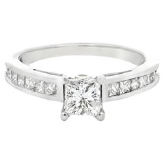 4 Prong Princess Cut Diamond Engagement Ring 14k White Gold