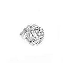 4-Prong Setting Pave Diamond Round Stud Earring Pair 14K Gold 1.01 Carat 'G-H'