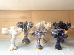 4 Purple Crystal Overgrown Candelabras, Mark Sturkenboom