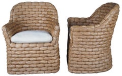 4 Ralph Lauren Joshua Tree Woven Barrel Back Dining Chairs Bohemian Boho Chic