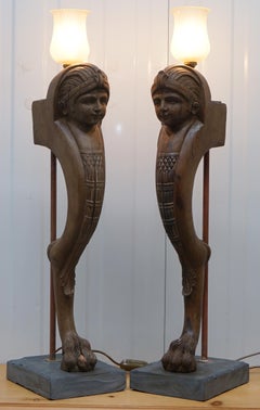 4 Rare French Neoclassical 1820 Louis xviii Monopodae Lamps Lion Hairy Paw Feet