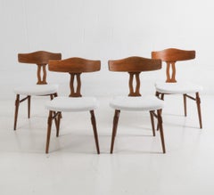 (4) Sillas de comedor exclusivas de Henning Kjaernulf, de roble y lana de cordero, para Nyrup Møbelfabrik