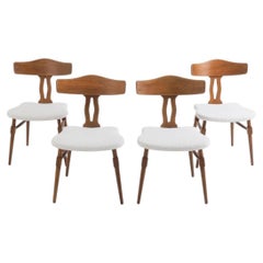 (4) Sillas de comedor exclusivas de Henning Kjaernulf, de roble y lana de cordero, para Nyrup Møbelfabrik