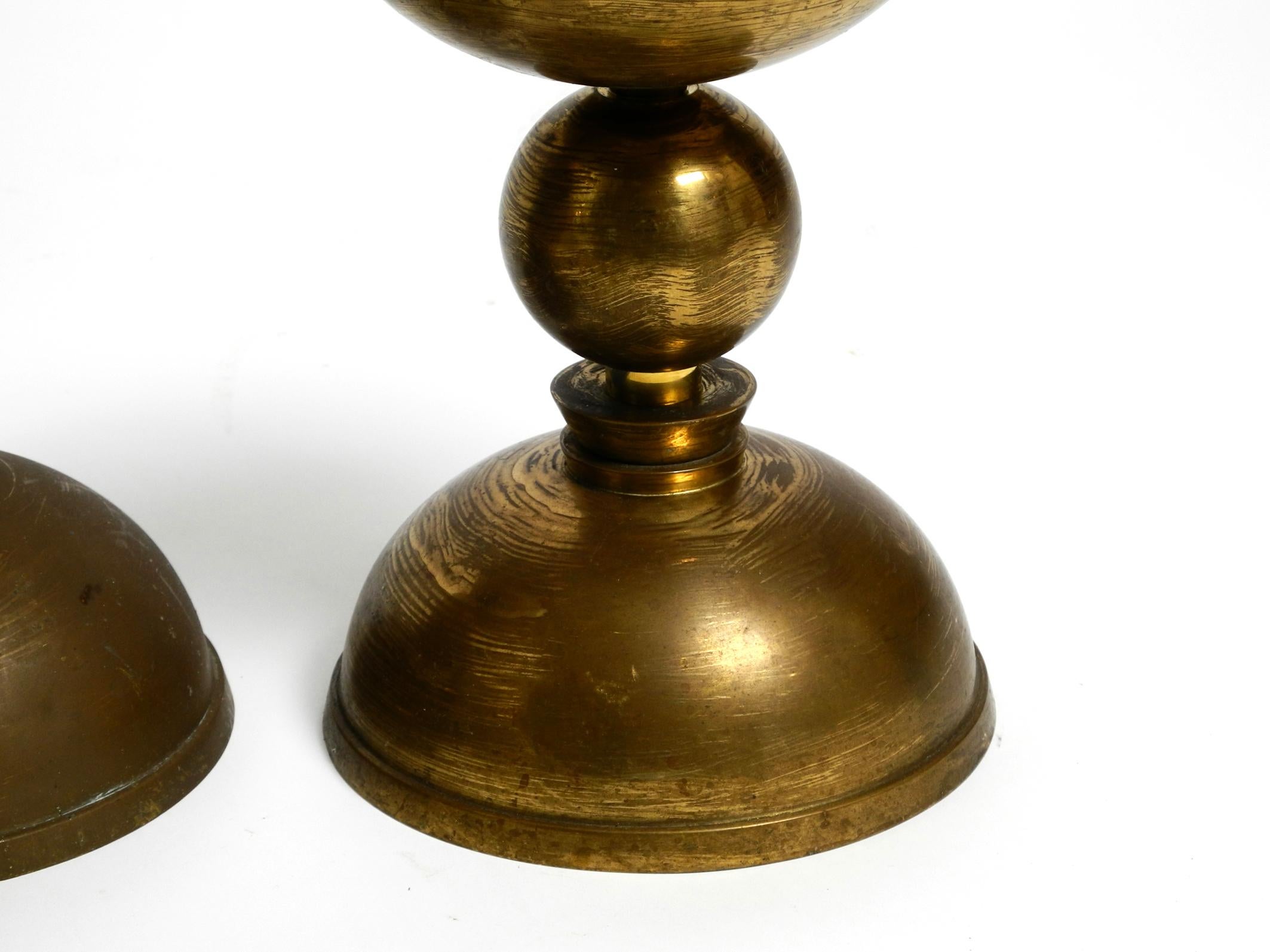 4 rare large heavy Mid Century brass candlesticks from a Bavarian Church For Sale 10