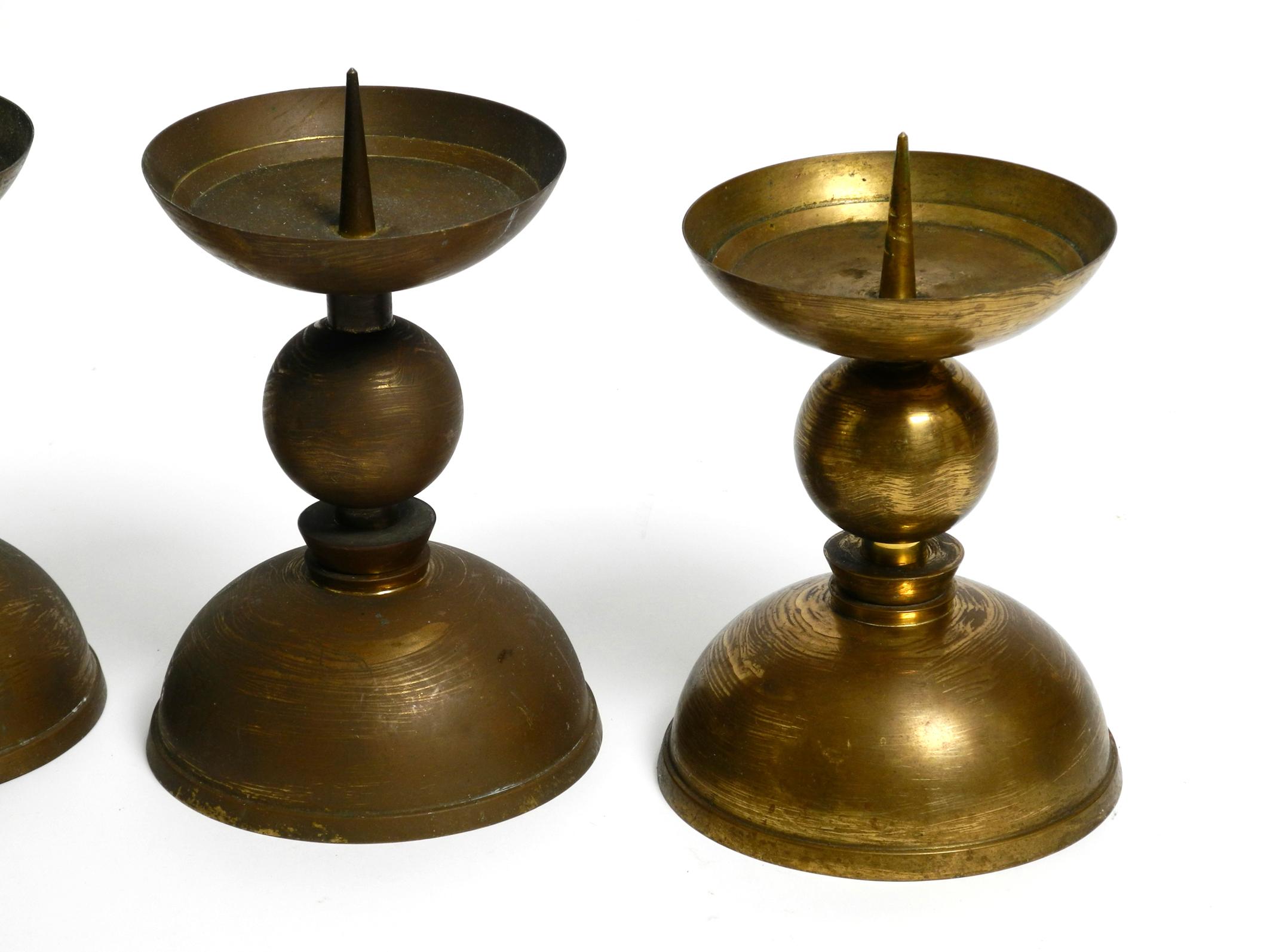 Brass 4 rare large heavy Mid Century brass candlesticks from a Bavarian Church For Sale