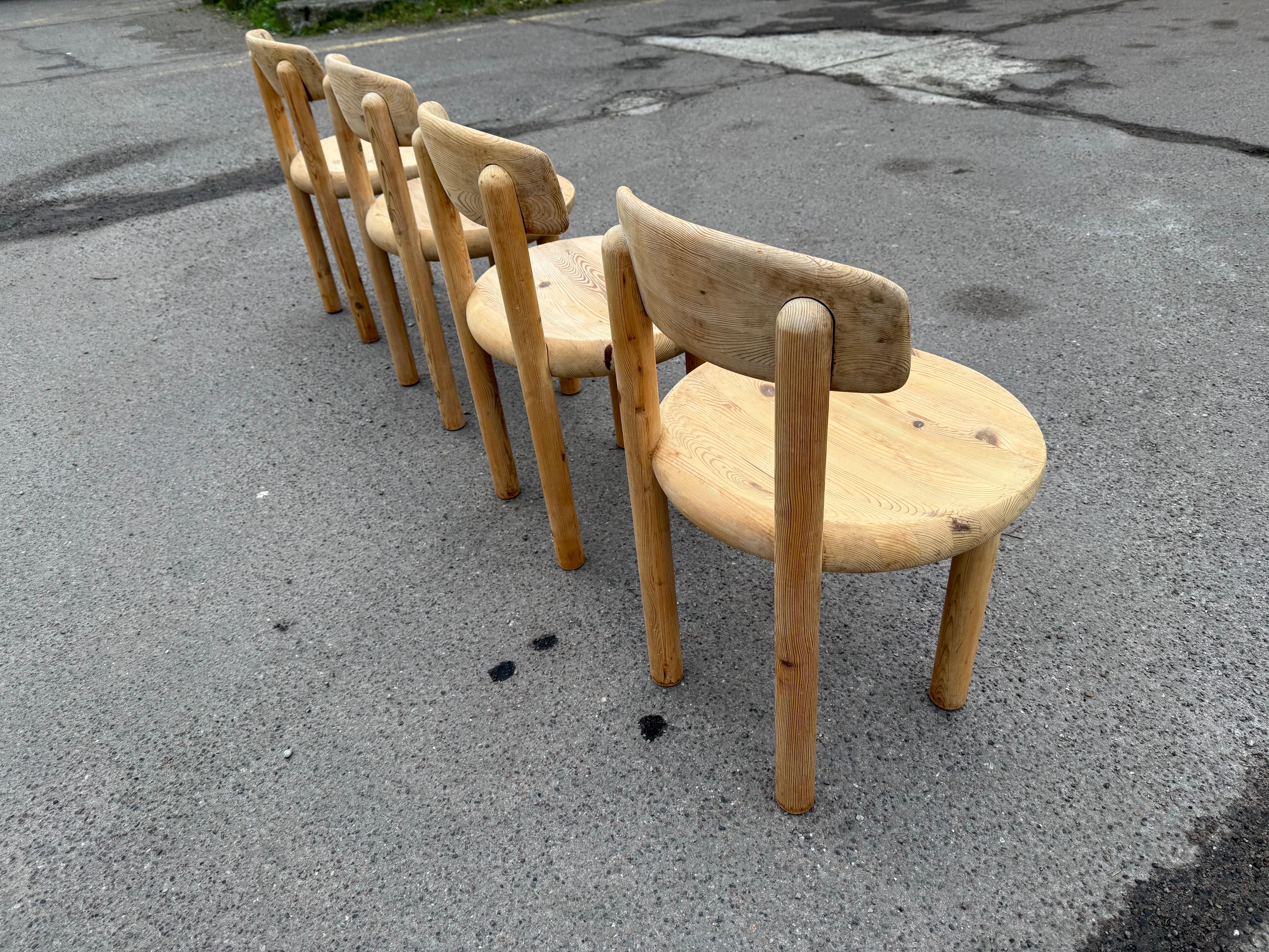 Mid-Century moderno 4 rare sedie da pranzo Rainer Daumiller del 1970, con schienale regolabile in vendita