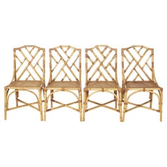Vintage 4 Rattan Chairs Vivai del Sud, Italy 1970s