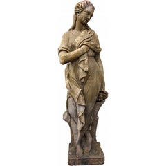 4 Reconstituted Stone Garden Statues with Base - the Four Seasons Early 21th Cen