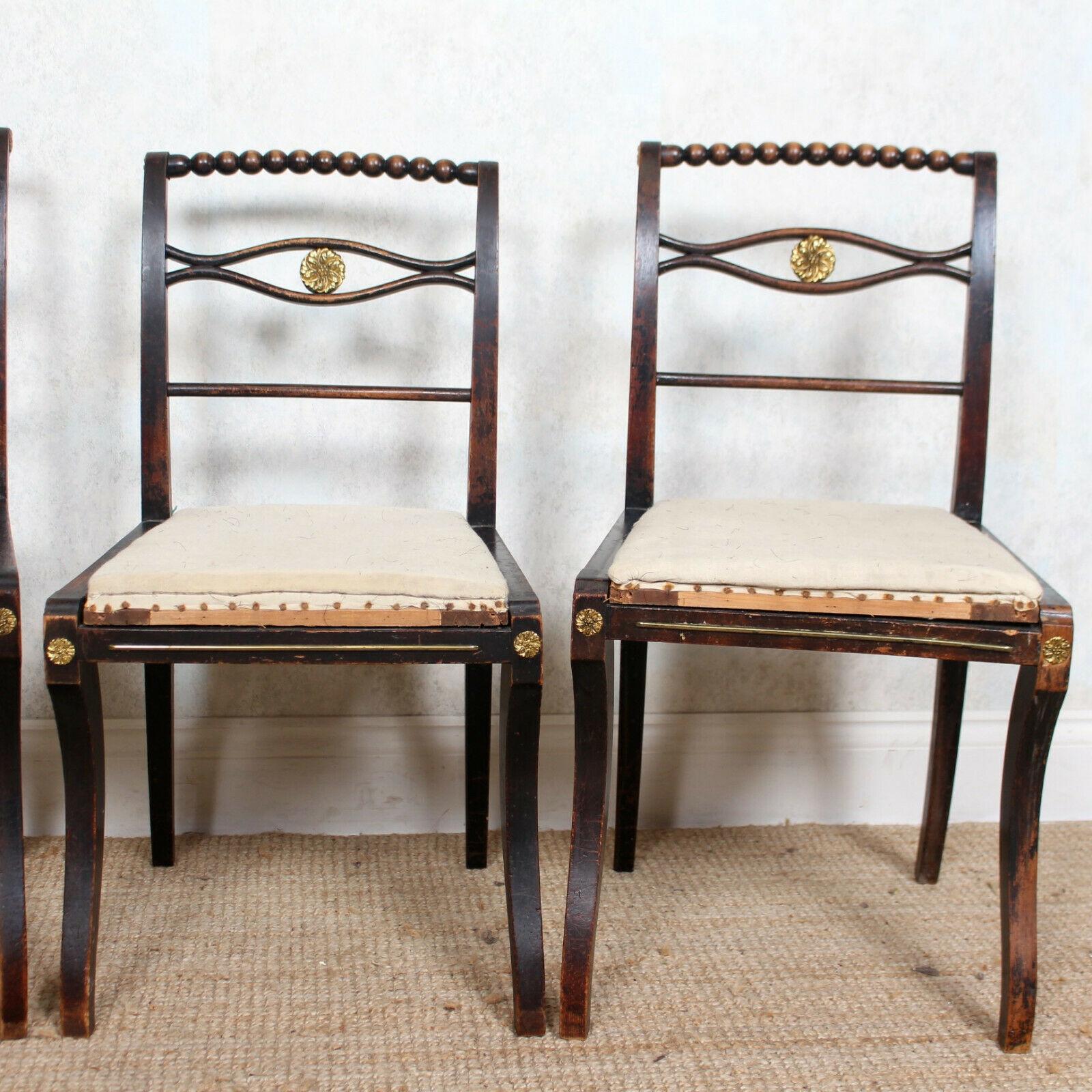 4 Regency Ebonised Dining Chairs Trafalgar, 19th Century For Sale 5