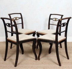 4 Regency Ebonised Dining Chairs Trafalgar, 19th Century