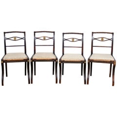 4 Regency Ebonised Dining Chairs Trafalgar, 19th Century