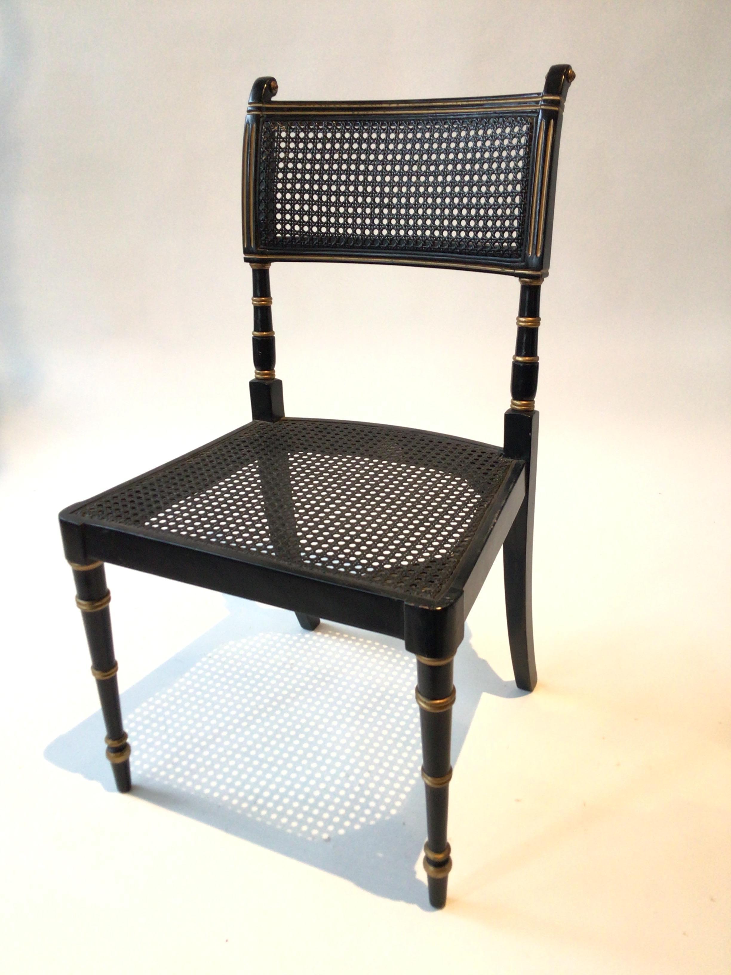 Late 20th Century 4 Regency Style Caned Baker Chairs