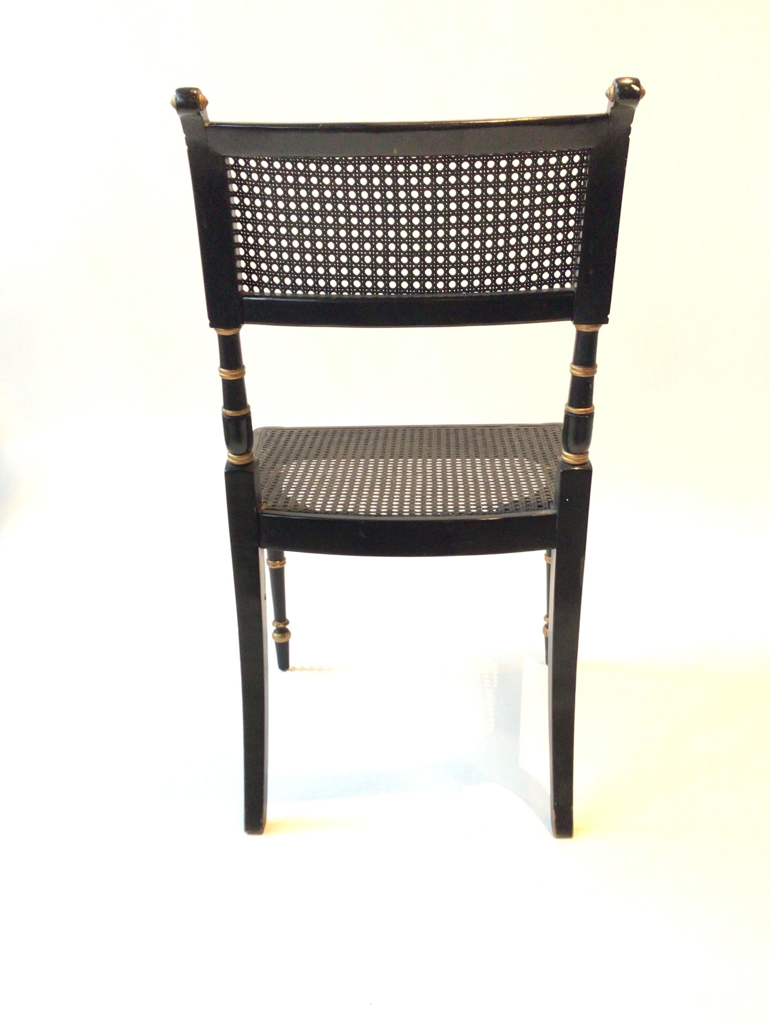 4 Regency Style Caned Baker Chairs 2