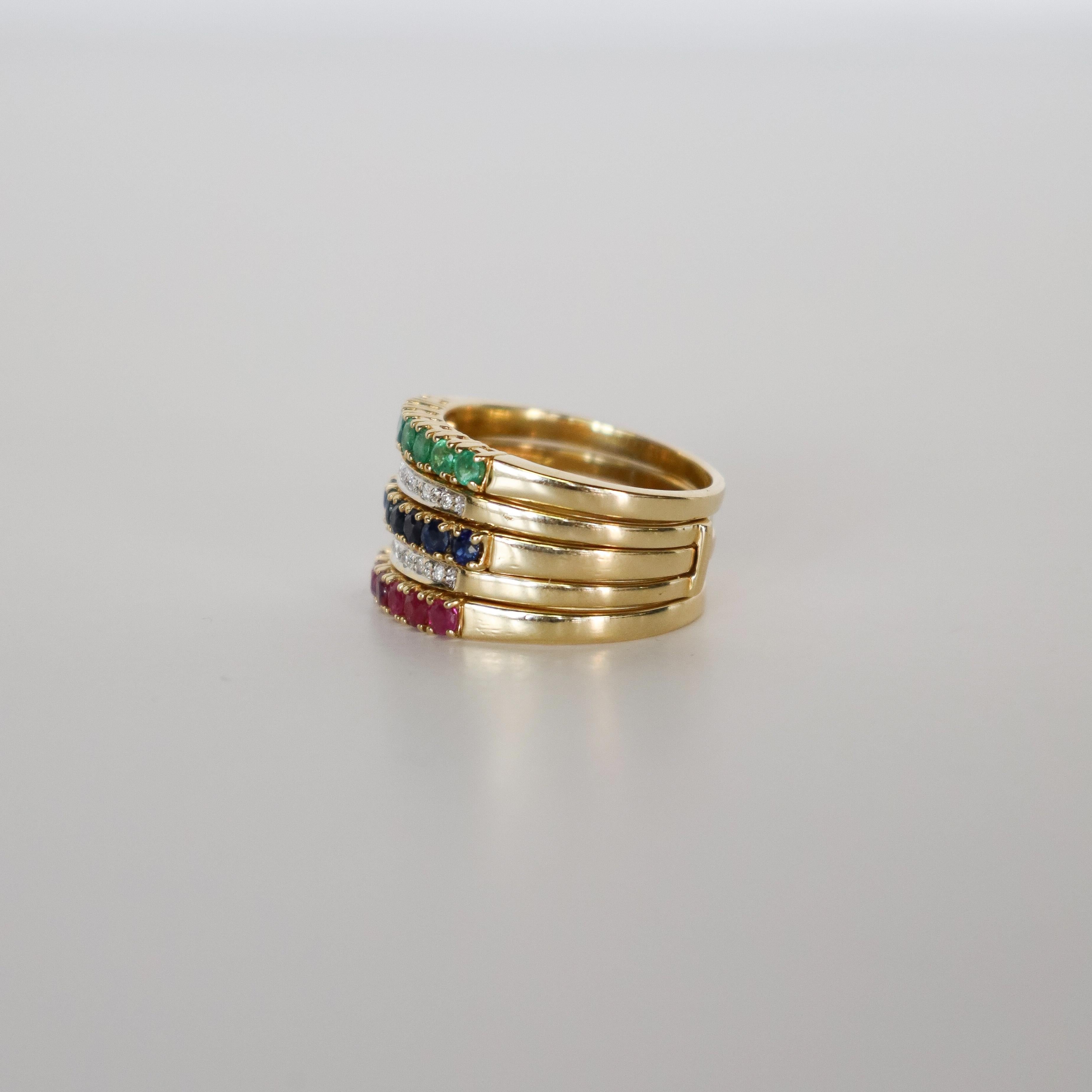 Women's 18k Gold Eternity Ring 1.6ct VVSI Wesselton Diamonds Rubies Sapphires Emeralds