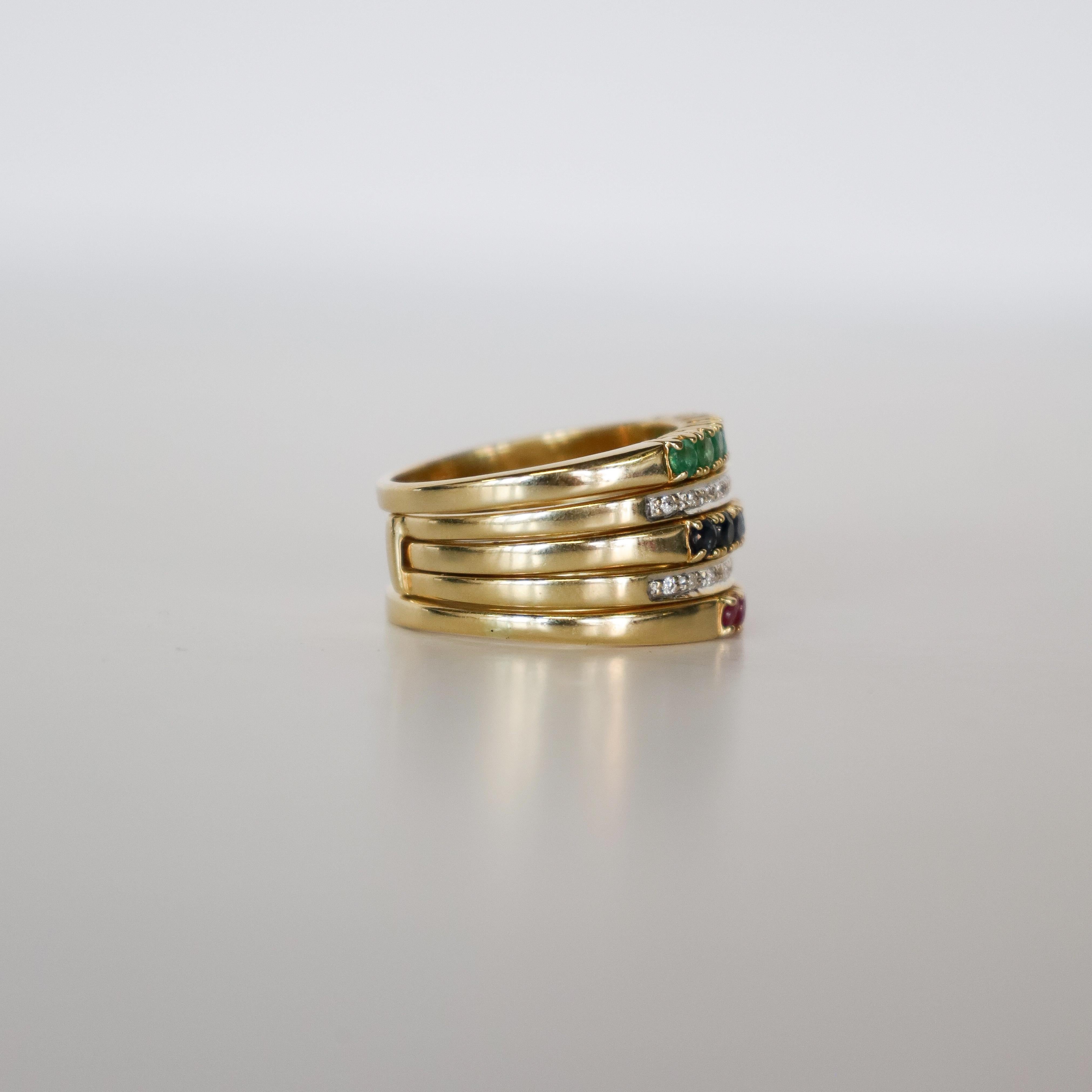 18k Gold Eternity Ring 1.6ct VVSI Wesselton Diamonds Rubies Sapphires Emeralds 2