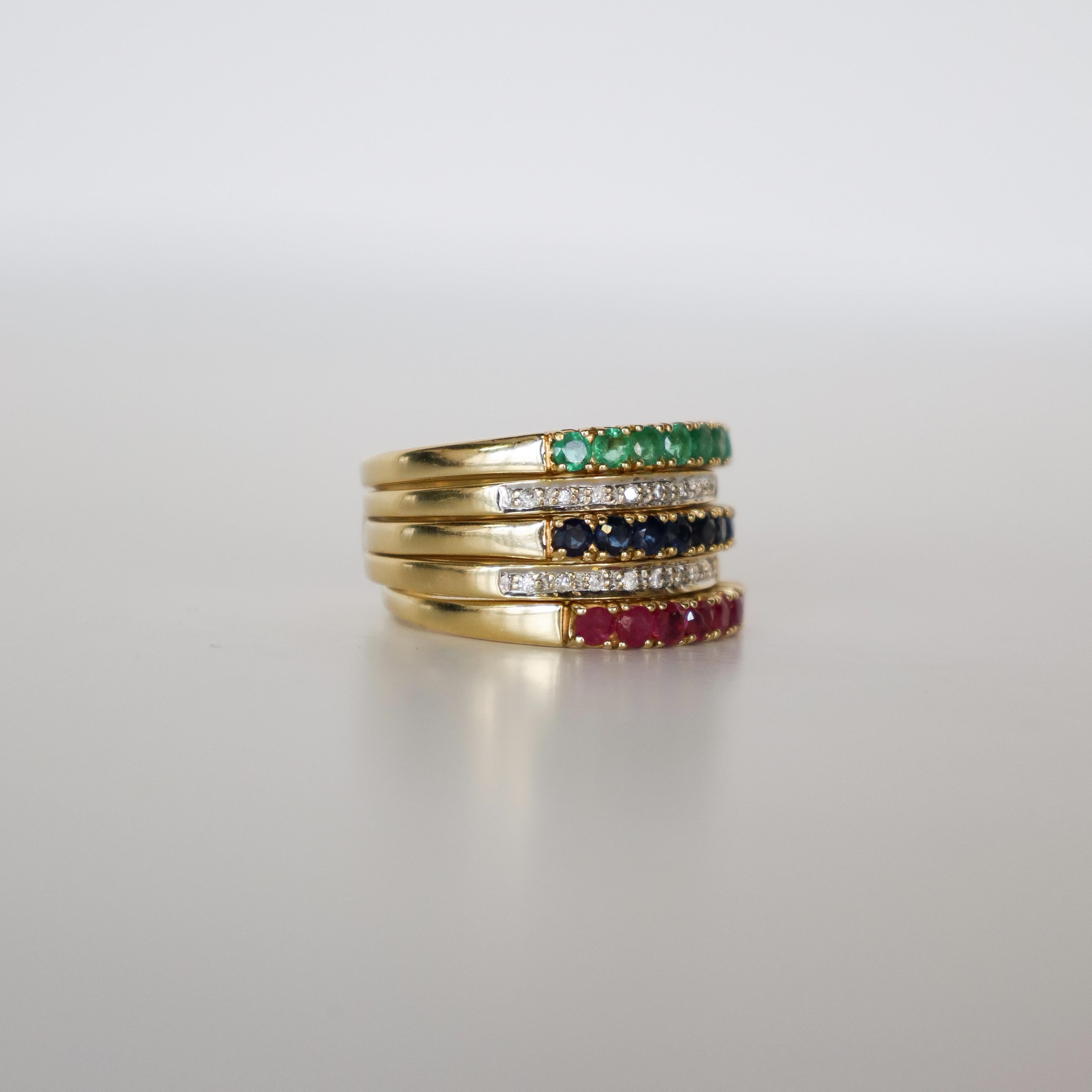 18k Gold Eternity Ring 1.6ct VVSI Wesselton Diamonds Rubies Sapphires Emeralds 3