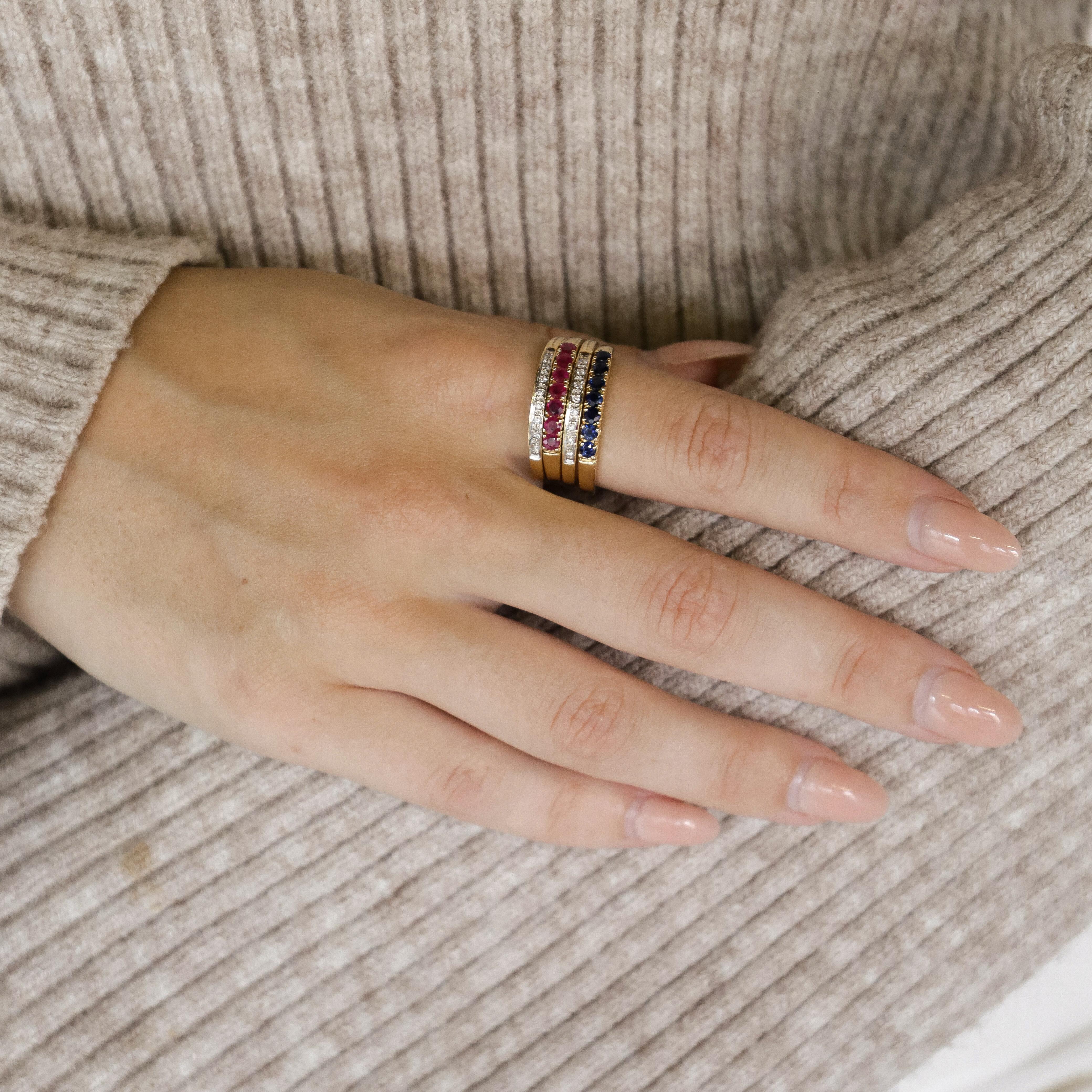 18k Gold Eternity Ring 1.6ct VVSI Wesselton Diamonds Rubies Sapphires Emeralds 5