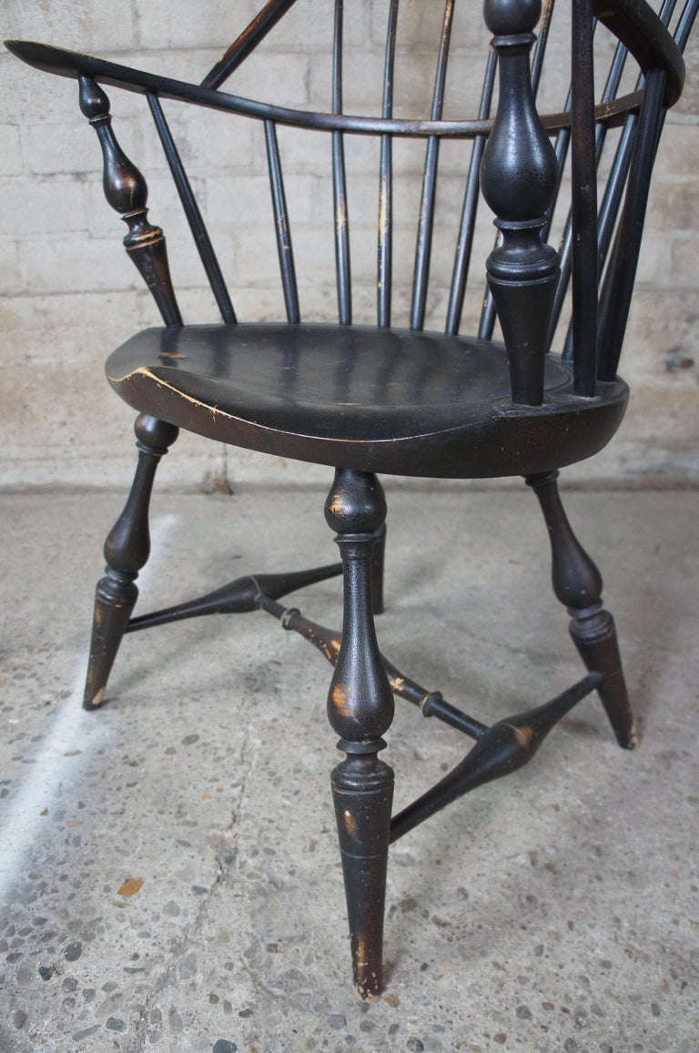 4 River Bend Chair Co. Windsor Bow Back Colonial Dining Armchairs Black ...