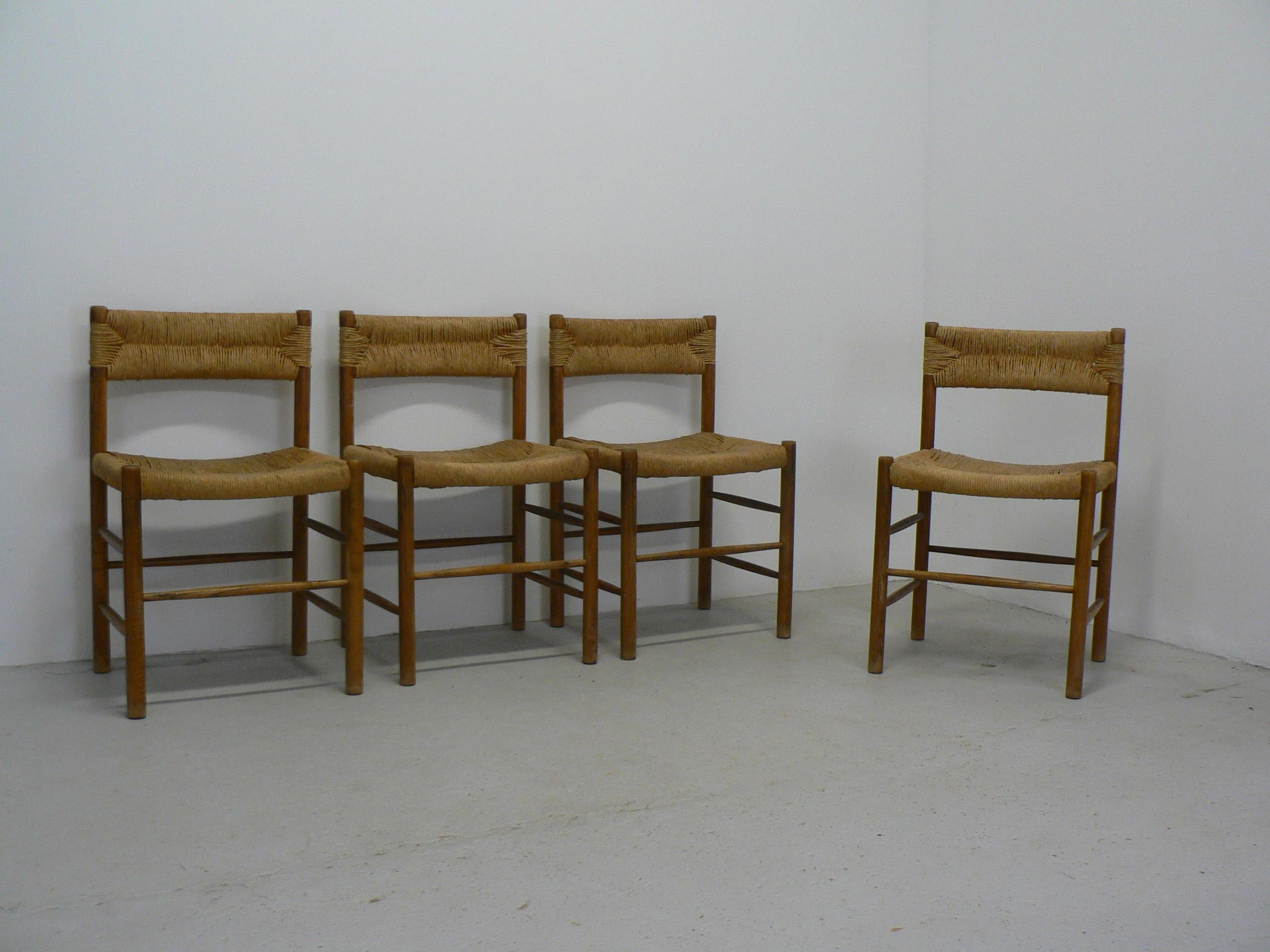 French 4 Robert Sentou Dordogne Chairs for Charlotte Perriand - 1950