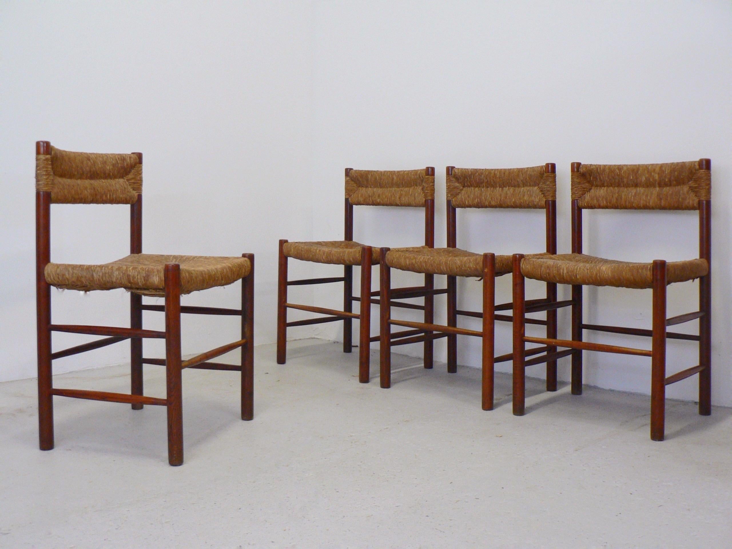 French 4 Robert Sentou Dordogne Chairs for Charlotte Perriand - 1950