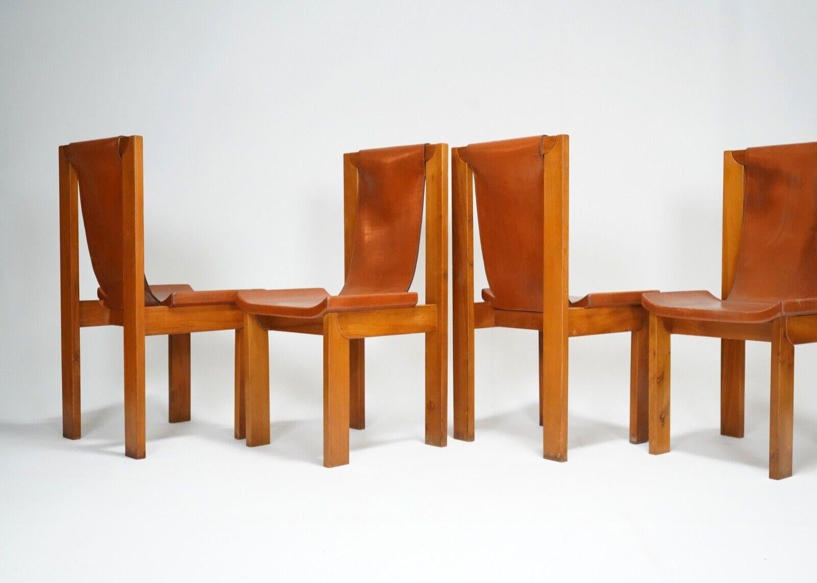 4 Roland Haeusler Leather Dining Chairs 4